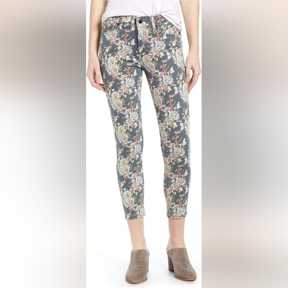Lucky Brand Floral Print Cropped Stretch Denim Pants